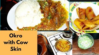 Cooking Okro with Cow Skin and Semo  A Delicious Meal Prep  How To Cook Okro Soup  Cook With Me [upl. by Innep130]