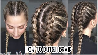 HOW TO DUTCH BRAID YOUR OWN HAIR BEGINNER TUTORIAL Short Medium and Long Hairstyle [upl. by Ahsoik]