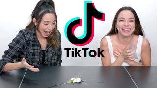 Trying Viral TikTok Challenges  Merrell Twins [upl. by Aynodal]