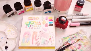 Ecoline liquid watercolour review plus demo  Frannerd [upl. by Enilra]