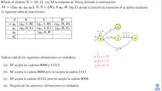 Máquinas de Turing Ejercicio 8 Junio 2019 [upl. by Eiramalegna]