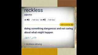 reckless heres the definition and example too for this one [upl. by Ontine]