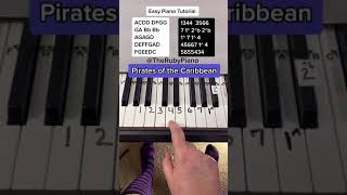 Pirates of the Caribbean Piano Easy Tutorial With Letter Notes shorts piano [upl. by Aleuqahs]