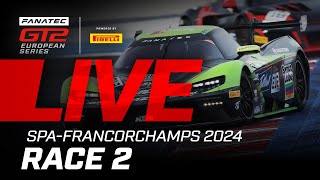 LIVE  Race 2  SpaFrancorchamps  Fanatec GT2 Europe 2024 English [upl. by Anialad]