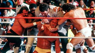 Andre the Giant attacks Hulk Hogan Saturday Nights Main Event Jan 2 1988 [upl. by Accebar711]