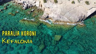 Kefalónia strandjai  Paralia Koroni  Kefalonia beaches 4K drone video [upl. by Nytsuj]