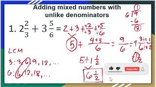 Adding Mixed Numbers With Unlike Denominators [upl. by Kamat]