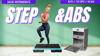 STEP AEROBICS AND ABS  BASIC TO INTERMEDIATE STEP 243 CDORNERFITNESS [upl. by Kumagai318]