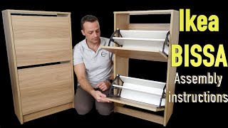 Ikea BISSA Shoe cabinet with 2 compartments Assembly Instructions StepbyStep Guide [upl. by Felise]