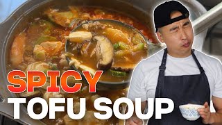 Easy Korean SPICY TOFU SOUP Recipe  Soondubu Jjigae 순두부찌개 [upl. by Hirza]