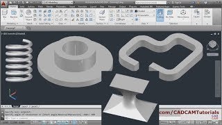 AutoCAD 3D Tutorial for Beginners  3 of 3  AutoCAD Revolve Sweep Spring amp Loft Command [upl. by Criswell]