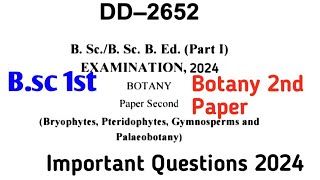 Bsc First Year Botany Second Paper  Bsc First year Botany Durg University 2024 Important Question [upl. by Dorelle]