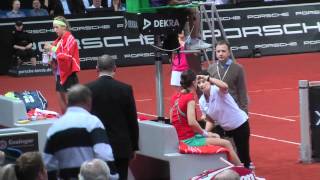 Andrea Petkovic injury timeout vs Victoria Azarenka  Porsche Tennis Grand Prix 2012 [upl. by Radbourne80]