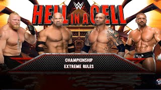 WWE Hell In Cell Brock Lesnar Vs Goldberg Vs Bautista Vs Triple H Full Match 2k24 Gameplay [upl. by Laurice571]