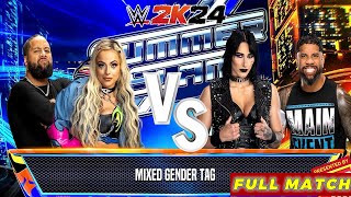 FULL MATCH 💥 RHEA RIPLEY amp JEY USO vs LIV MORGAN amp JIMMY USO 💥 wwe wwe2k24 [upl. by Accissej]