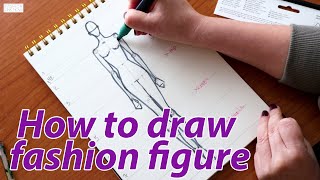 HOW TO DRAW A FASHION FIGURE CROQUIS step by step with measurements and easy to use [upl. by Atteiluj877]