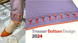 Trouser Bottom New Design 2024 Gray with Lace  Shalwar k Poncho k New Design  Zani Stitching [upl. by Ylluz]