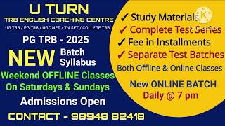 PG TRB  NEW SYLLABUS  NEW OFFLINE amp ONLINE BATCH [upl. by Russell328]