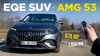 Mercedes EQE SUV  AMG 53 first drive walkaround amp race start [upl. by Behnken]