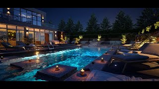 A Private Luxury Pool 247 With Relaxing Water Feature  4K [upl. by Havstad908]