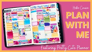 PLAN WITH ME  The prettiest summer spread  Hobonichi Cousin  Ft Pretty Cute Planner [upl. by Idnib]