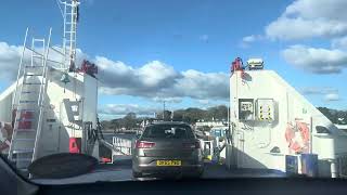 Driving off Wightlink Wight Sky at Lymington Dorset England [upl. by Treulich267]