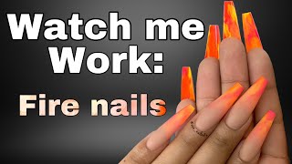 My Nails Went Viral Watch Me Work Fire Marble Nails Ombre Nails [upl. by Jamilla]