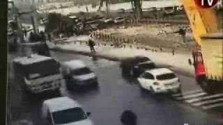 Grain Truck hits pedestrian bridge in istanbul Turkey [upl. by Sedicla]