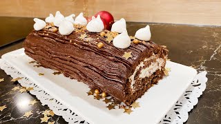 ❄️RECETTE inratable De BÛCHE De NOËL au chocolat🍫 👩‍🍳 FACILE et rapide ❄️ [upl. by Inafets875]