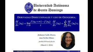 DERIVADAS DIRECCIONALES Y USO DE GEOGEBRA  Cálculo Integral [upl. by Ariec]