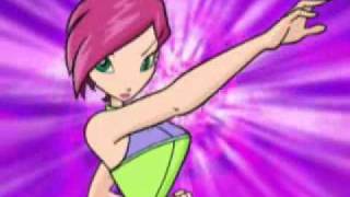 Winxclub Stella Tecna Musa and Flora transformation [upl. by Garreth845]