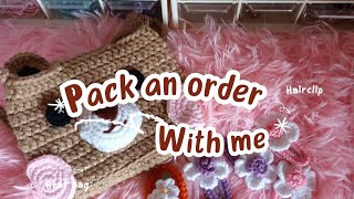 PACK AN ORDER WITH ME BAG AND HAIRCLIP [upl. by Llerud575]