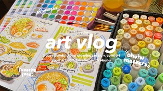 🌱cozy art vlog with ohuhu watercolors and art markers 🌱 [upl. by Thun962]