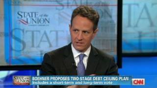 CNN Official Interview Treasury Secretary Tim Geithner Default is unthinkable [upl. by Introk]