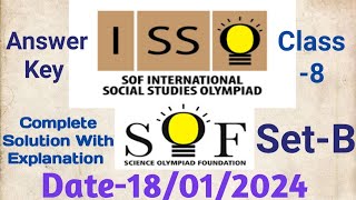 ISSO CLASS 8 Solution  ISSO SETB CLASS 8 Answer key 2024  Social Science Olympiad class8 SOLUTION [upl. by Ahsata]