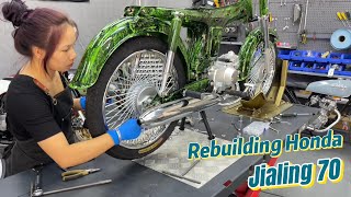 Full Rebuilding Honda Jialing 70 Motorcycle amp Building a Cafe Racer  Full Timelapse [upl. by Akoek]