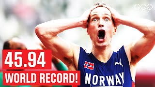 Warholm smashes WORLD RECORD  Full Mens 400m Hurdles Final  Tokyo Replays [upl. by Akaenahs]