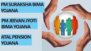 Hindi PM Suraksha Bima yojana PM Jeevan jyoti Bima yojana and Atal pension yojana [upl. by Pattin]