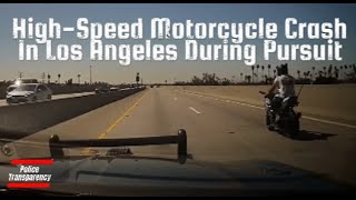 HighSpeed Motorcycle Crash In Los Angeles During Pursuit [upl. by Barry]