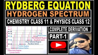 RYDBERG EQUATION DERIVATION HYDROGEN SPECTRUMCLASS 11 CHEMISTRYCLASS 12 PHYSICS ATOMS amp NUCLEI [upl. by Kurzawa]