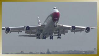 ROYAL FLIGHT of OMAN VIP Boeing 747400 Landing and Takeoff at Hamburg Airport [upl. by Winnifred]