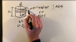 Calculus Tutorial Work Example Pumping from Cylinder tank [upl. by Atteloj]