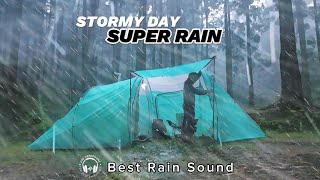 🎧 HIGH INTENSITY RAINSTORM Solo Camping in Heavy Rain amp Thunderstorms JUMBO TENT CAMPING [upl. by Leandra381]