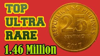 TOP ULTRA RARE PHILIPPINES 25 SENTIVO WORLD WIDE WORT VALUE IS  146 MILLION BIG MONEY money coin [upl. by Eiramesor235]