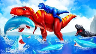 Mother TRex vs Evil TRexT Rex Shark Hunt  3D Animated Super Dinosaur Funny Cartoon 2024 [upl. by Ymorej]