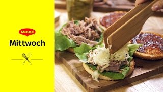 Pulled Pork Burger Rezept  MAGGI Mittwoch [upl. by Eiramave]