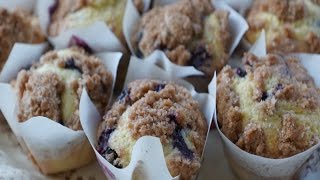 SOUR CREAM BLUEBERRY STREUSEL MUFFINS [upl. by Llorre379]