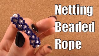 HOW TO Netting Beaded Rope  Filled Tubular Netting  beading step by step tutorial for beginners [upl. by Theta]