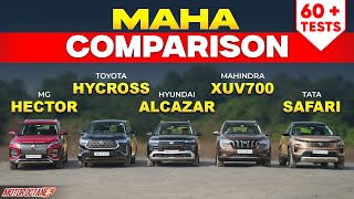 Mahindra XUV700 vs Tata Safari vs Toyota Hycross vs Hyundai Alcazar vs MG Hector Plus  Comparison [upl. by Beker]