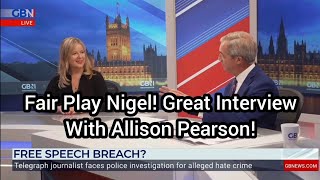 Nigel Farages Interview With Allison Pearson About quotNon Crime Hatequot Is Well Worth A Watch [upl. by Cade]